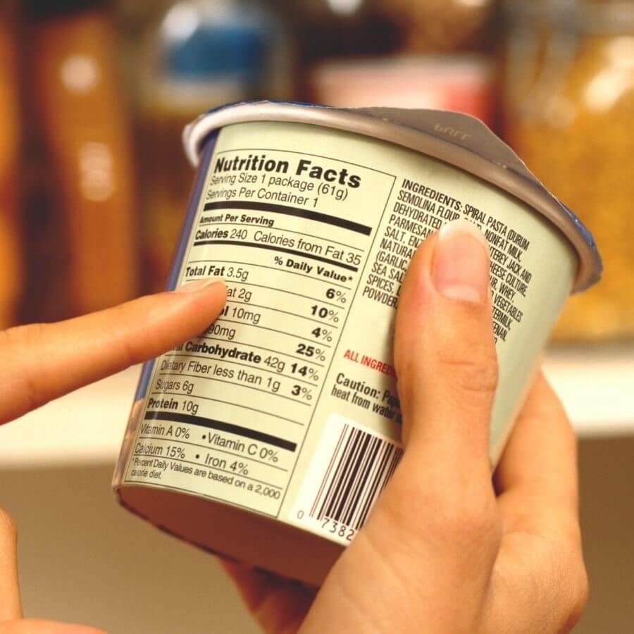 Consumer reading nutrition facts