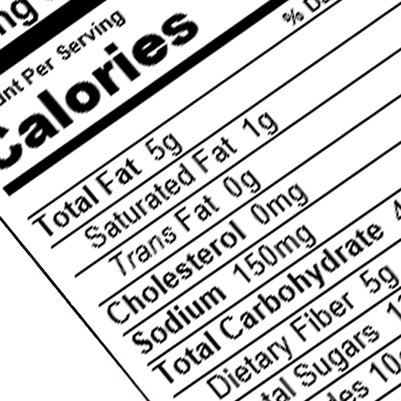 A nutrition facts label