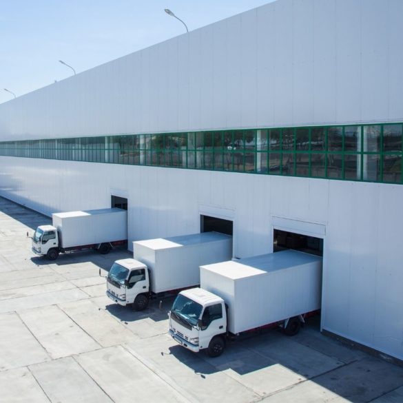 Trucks in cargo bay