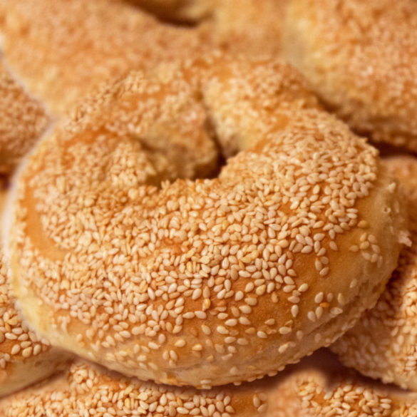 bagels with sesame seeds on them